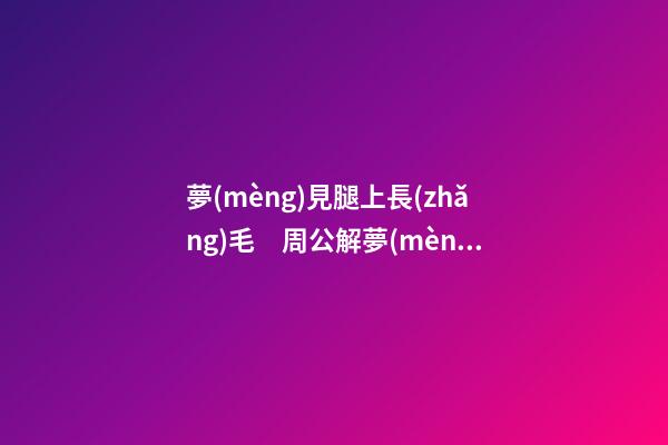 夢(mèng)見腿上長(zhǎng)毛　周公解夢(mèng)之夢(mèng)到腿上長(zhǎng)毛